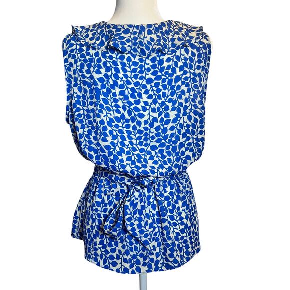 Max Studio Blue and White Ruffle Sleeveless Top Size Large (L462) - Picture 4 of 7